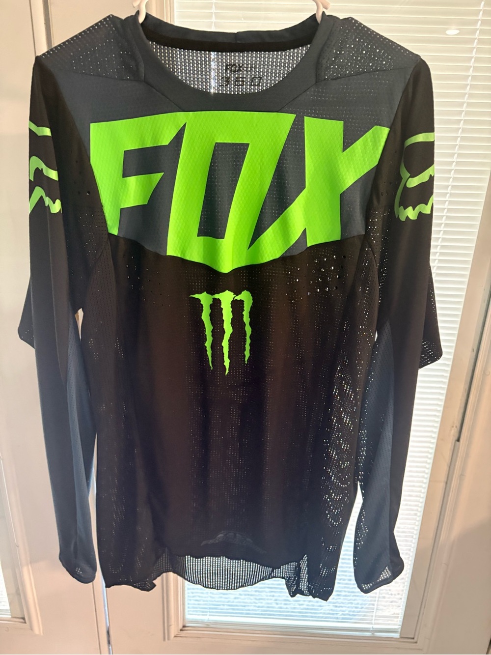 Fox Men’s Black Long Sleeve Jersey with Neon Green Logos